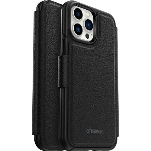 OtterBox - Flip cover for mobile phone - with MagSafe - synthetic leather, magnet - shadow black - for Apple iPhone 13 Pro Max