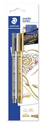 Best Value Staedtler 8323-SBK2 Metallic Markers - Gold/Silver (Pack of 2)