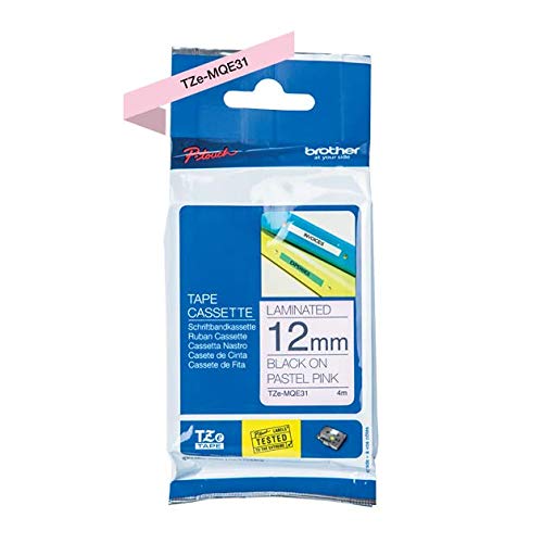 Brother TZe-MQE31 - Black on pastel pink - Roll (1.2 cm x 8 m) 1 roll(s) laminated tape - for Brother PT-D210, D600, H110, P750, P950, P-Touch Cube PT-P300, P-Touch Cube Pro PT-P910
