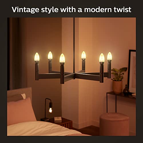 Philips Hue White - LED filament light bulb - shape: candle - clear finish - E14 - 4.5 W (equivalent 28 W) - class G - soft warm white light - 2100 K