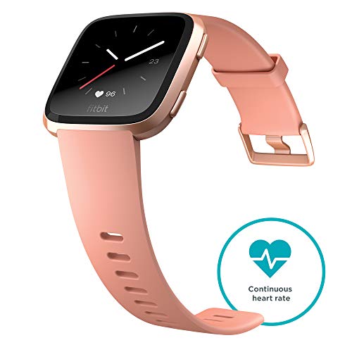 Fitbit Versa - Rose gold aluminium - smart watch with band - peach - Bluetooth, NFC