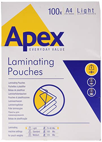Best Value Fellowes Apex Laminating Pouch A4 Light Duty Clear Pack of 100