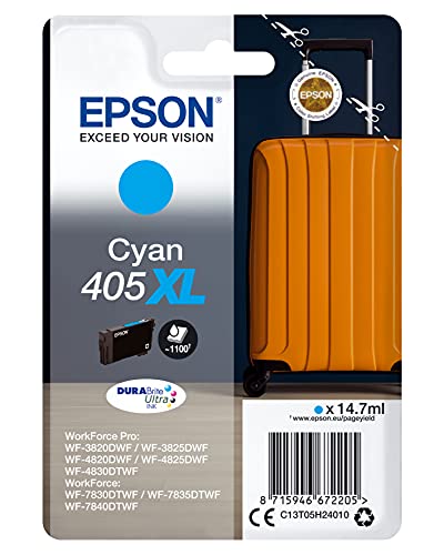 Epson 405XL - 14.7 ml - cyan - original - ink cartridge - for WorkForce WF-7830, 7835, 7840, WorkForce Pro WF-3820, 3825, 4820, 4825, 4830, 7840