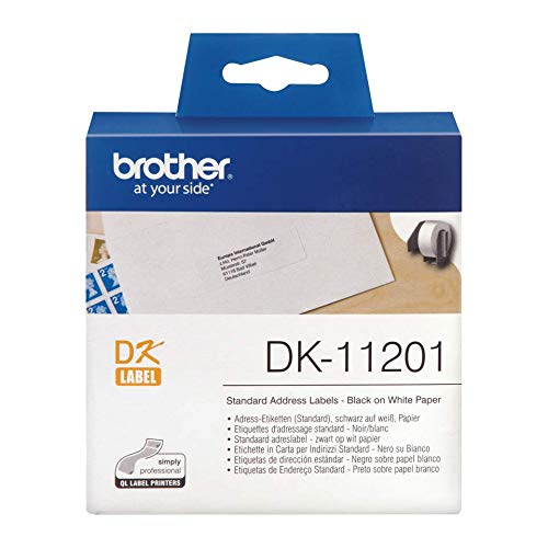 Best Value Brother DK-11201 Label Roll, Standard Address Labels, Black on White, 29 mm (W) x 90 mm (L), 400 Label Roll, Brother Genuine Supplies