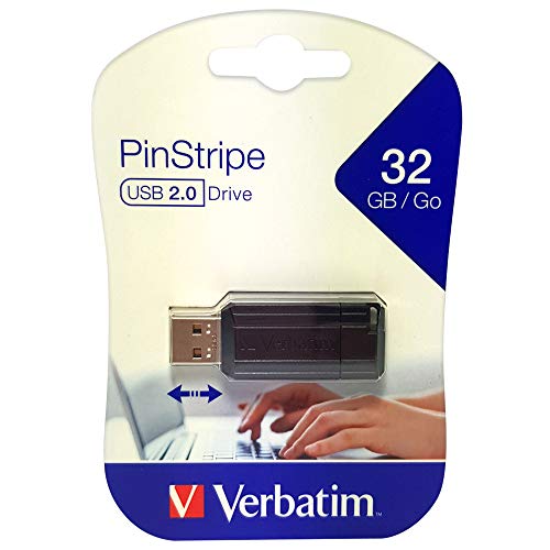 Best Value Verbatim 49064 32GB PinStripe USB 2.0 Flash Drive - Black