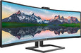 Philips Brilliance P-line 499P9H - LED monitor - curved - 49" (48.8" viewable) - 5120 x 1440 Dual Quad HD @ 60 Hz - VA - 450 cd/m - 3000:1 - DisplayHDR 400 - 5 ms - 2xHDMI, DisplayPort, USB-C - speakers - textured black