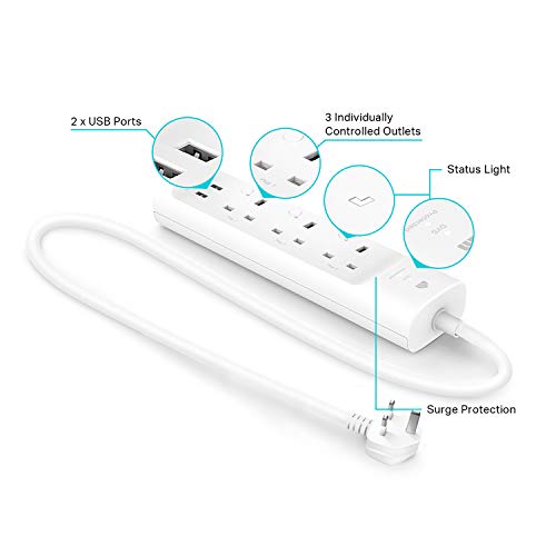 TP-Link Kasa KP303 - Smart power strip - Wi-Fi - input: 3-pole - output connectors: 3 (2 x USB, 3 x power)
