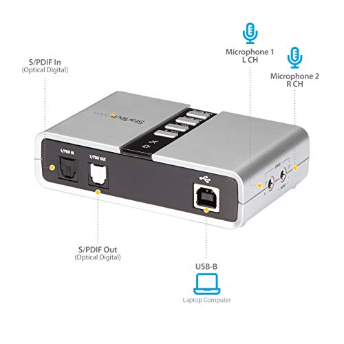 StarTech.com 7.1 USB Sound Card - External Sound Card for Laptop with SPDIF Digital Audio - Sound Card for PC - Silver (ICUSBAUDIO7D)