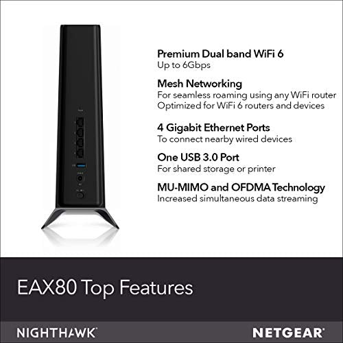 Netgear Nighthawk AX8 EAX80 - Wi-Fi range extender - 4 ports - GigE - Wi-Fi 6 - 2.4 GHz, 5 GHz