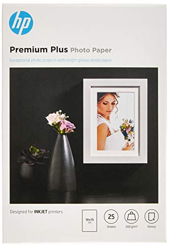 HP Premium Plus Photo Paper - Glossy - 100 x 150 mm - 300 g/m - 25 sheet(s) photo paper - for Deskjet 2622, Envy 50XX, 76XX, Officejet 52XX, 80XX, Photosmart B110, Wireless B110