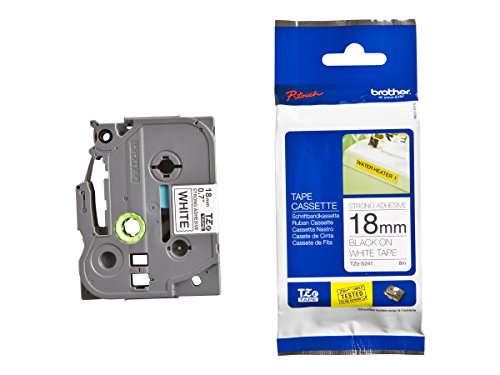 Best Value Brother TZe-S241 Labelling Tape Cassette, Black on White, 18 mm (W) x 8 m (L), Strong Adhesive, Brother Genuine Supplies