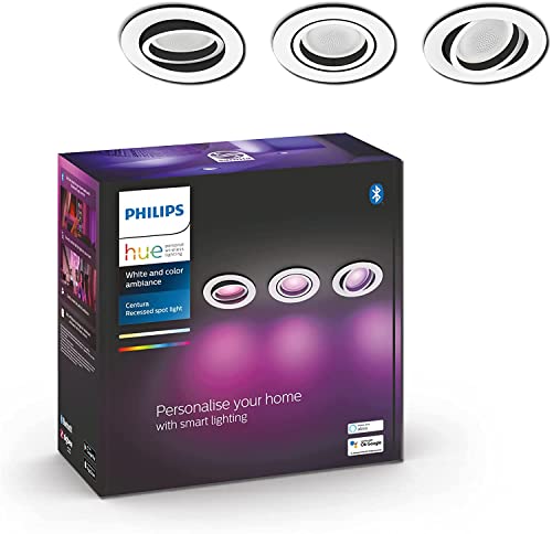 Philips Hue White and Color Ambiance Centura - Recessed spot light - LED spot light bulb - GU10 - 5.7 W - 16 million colours/warm white to cold white light - 2000-6500 K - white (pack of 3)