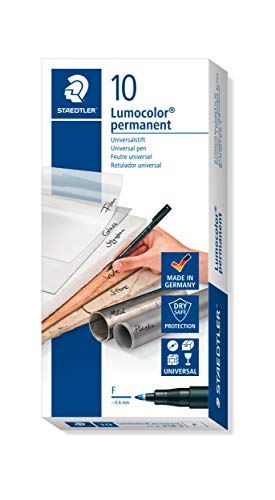 Best Value Staedtler 318-3 Lumocolor Universal Permanent Fine Pens - Blue, Pack of 10