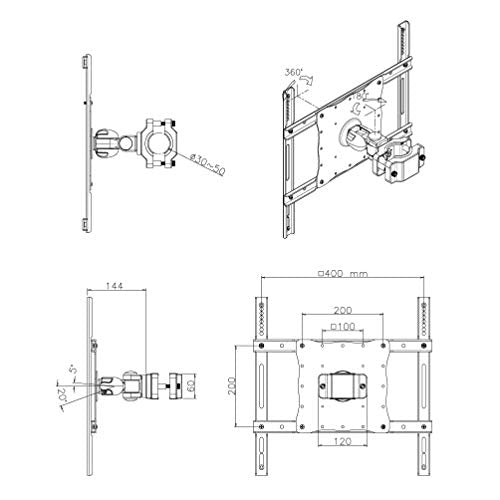 NewStar Monitor Mount for mounting on poles (diameter 35-60 mm) for single 10"-55" Screen - Black - Mounting component (pole mount) for LCD display - black - screen size: 23"-52"