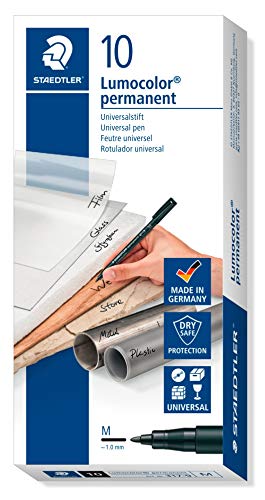 Best Value Staedtler Lumocolor Permanent Pen 317-9 Medium 1.0mm Line - Black (Pack of 10)