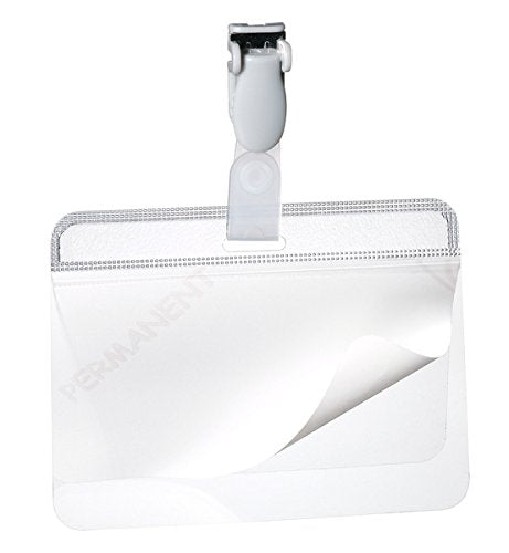 Best Value Durable Self Laminating Name Badge 54 x 90mm - Transparent (Pack of 25)