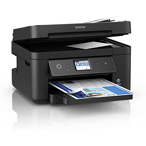 Epson WorkForce WF-2885DWF, Inkjet Printers, Multi-fuction, Letter, 4 Ink Cartridges, KCYM, Print, Scan, Copy, Fax, Yes (A4, plain paper), Touchscreen, 4,800 x 1,200 DPI, 33 pages/min Monochrome, 20 pages/min Colour, 150 Sheets Standard, 1,200 DPI x 2,400