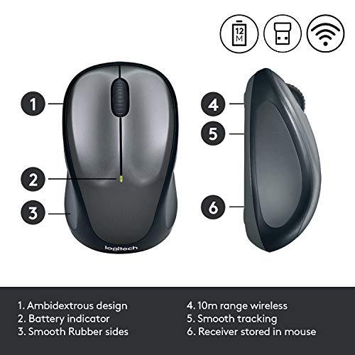 Logitech Wireless Mouse Desktop 3-Button Grey