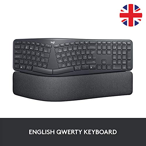 Logitech ERGO K860 - Keyboard - wireless - 2.4 GHz, Bluetooth 5.0 - QWERTY - UK - graphite