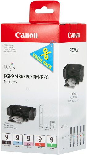 Canon PGI-9 M BKPCPMRG - 1033B013 - 1 x Red,1 x Green,1 x matte Black,1 x Photo Cyan,1 x Photo Magenta - Ink tank - For PIXMA Pro9500,Pro9500 Mark II