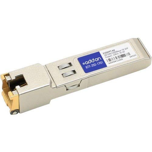 AddOn - SFP (mini-GBIC) transceiver module (equivalent to: Intel E1GSFPT) - GigE - 10Base-T, 1000Base-TX, 100Base-TX - RJ-45 - up to 100 m - TAA Compliant