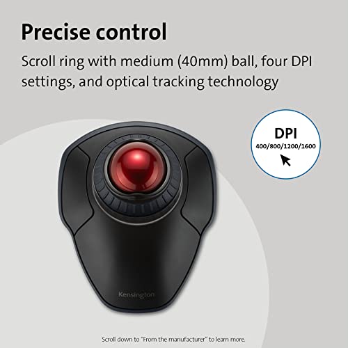 Kensington Orbit - Trackball - wireless - USB wireless receiver - white, silver