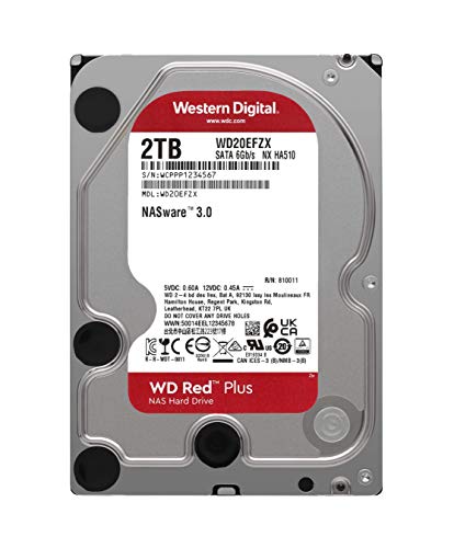 WD Red Plus NAS Hard Drive WD20EFZX - Hard drive - 2 TB - internal - 3.5" - SATA 6Gb/s - 5400 rpm - buffer: 128 MB