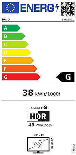 BenQ EW3280U - LED monitor - 32" - 3840 x 2160 4K UHD (2160p) @ 60 Hz - IPS - 400 cd/m - 1000:1 - 5 ms - 2xHDMI, DisplayPort, USB-C - speakers with subwoofer - black, metallic brown