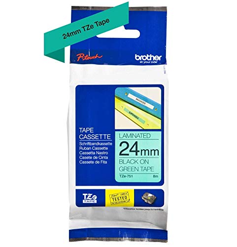 Brother TZe-751 - Black on green - Roll (2.4 cm x 8 m) 1 roll(s) laminated tape - for Brother PT-D600, P-Touch PT-3600, D800, E550, P750, P900, P950, P-Touch Cube Plus PT-P710