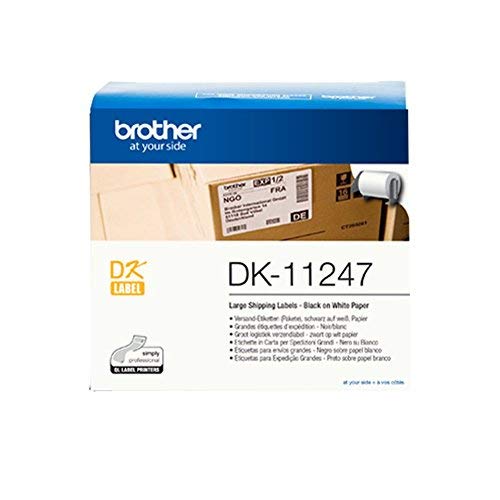 Best Value Brother DK-11247 Label Roll, Large Shipping Labels, Black on White, 103.6 mm (W) x 164.3 mm (L), 180 Label Roll, Brother Genuine Supplies