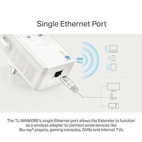 TP-Link 300Mbps WiFi Range Extender with AC Passthrough - TL-WA860RE