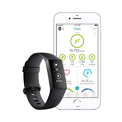 Fitbit Charge 3 - Graphite - activity tracker with sport band - black - monochrome - Bluetooth - 30 g