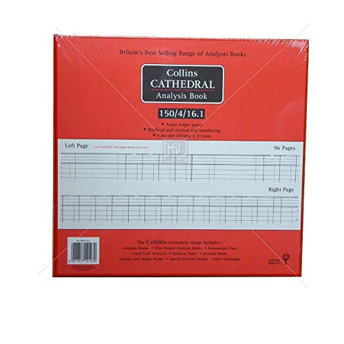 Best Value Collins Debden Ltd 061438 150 Series Cathedral Analysis Book, 4 Debit and 16 Credit Columns, 297 x 315 mm, 96 Pages