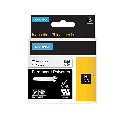 Dymo Rhino Tape Permanent Polyester 24mm Black on white 1734523