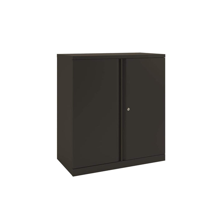 Best Value Bisley Two Door Steel Storage Cupboard Low 1000mm Cupboard with Shelf Black 158423
