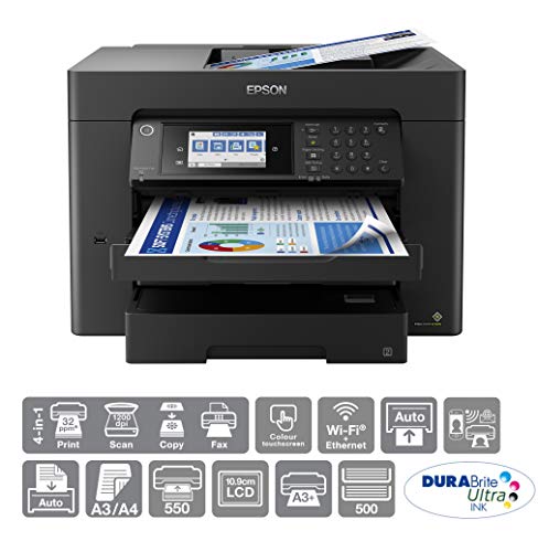 Epson WorkForce Pro WF-7840DTWF - Multifunction printer - colour - ink-jet - A3 plus (311 x 457 mm) (original) - A3 (media) - up to 25 ppm (printing) - 550 sheets - 33.6 Kbps - USB 2.0, LAN, Wi-Fi(n), USB host