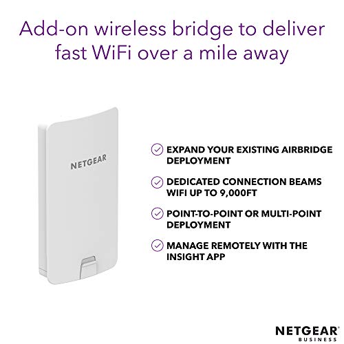 Netgear Insight Instant AirBridge WBC502 - Radio access point - 2 ports - GigE - Wi-Fi 5 - 2.4 GHz, 5 GHz - DC 24 V (PoE) - wall mountable