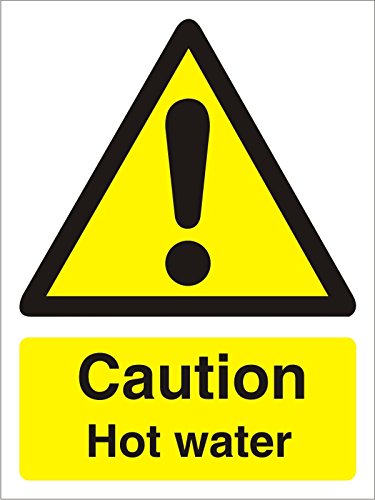 Best Value Seco Caution Hot Water Sign, 150mm x 200mm - 1mm Semi Rigid Plastic