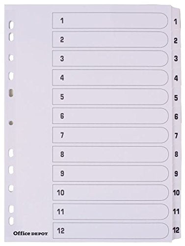Best Value Office Deport Mylar Dividers A4 1-12 Numeric 12 Part White