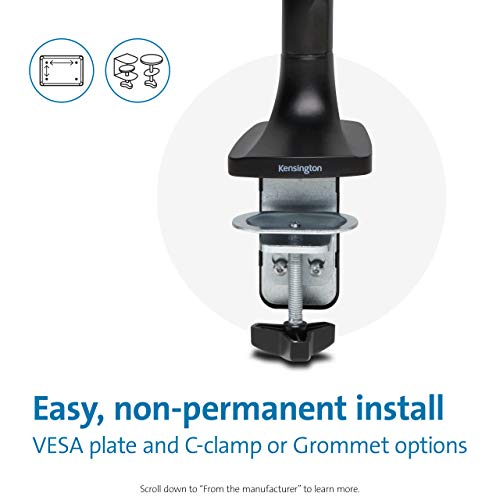 Kensington SmartFit One-Touch Height Adjustable Single Monitor Arm - Mounting kit - for Monitor (adjustable arm) - screen size: 13"-32" - desktop, C-clamp, grommet, desk-mountable