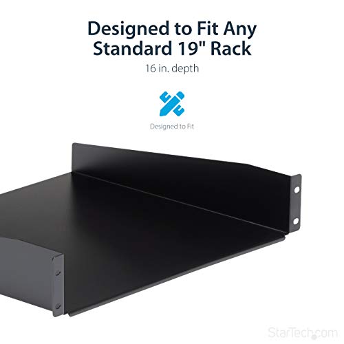 StarTech.com 2U Server Rack Mount Shelf - 15.7in Deep Steel Universal Cantilever Tray for 19" Network & AV Equipment Rack/ Cabinet - 44lbs (CABSHELF)