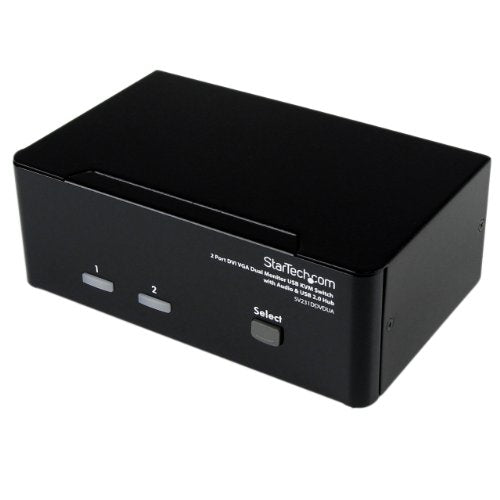 Best Value StarTech.com SV231DDVDUA 2 Port KVM Switch, DVI and VGA with Audio and USB 2.0 Hub, Dual Monitor/Display/Screen KVM Switch, DVI VGA
