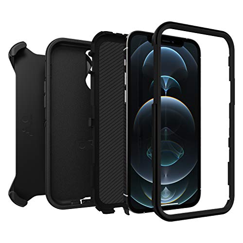 OtterBox Defender Series - ProPack Packaging - back cover for mobile phone - rugged - polycarbonate, synthetic rubber - black - for Apple iPhone 12, 12 Pro