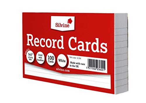 Silvine Record Cards 127x76mm Ruled White