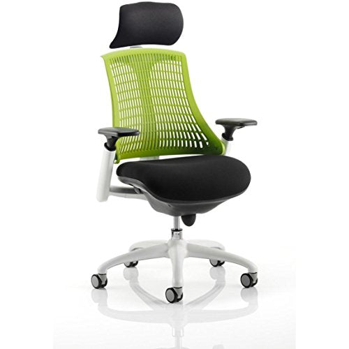 Flex Chair White Frame Green Back With Headrest KC0090