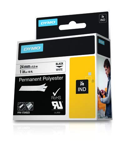 Dymo Rhino Tape Permanent Polyester 24mm Black on white 1734523