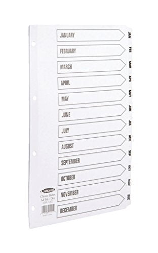 Best Value Concord Classic Index Mylar-reinforced Punched 4 Holes Jan-Dec A4 White Ref 02201/CS22