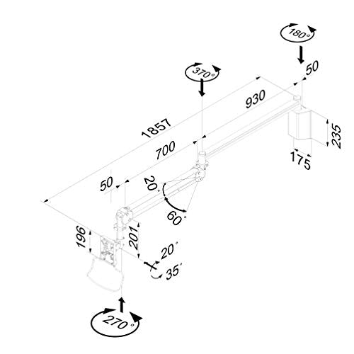 Newstar Medical Monitor Wall Mount (Full Motion gas spring) for 10"-24" Screen - GreyTilt and Turn (left and right) medical wall mount suitable for a screen between 10" and 24" and up to 6kg max weight. Height Adjustable.This model allows you to tilt your screen forward, turn the screen and adjust the height to choose the ideal viewing angle to suit your needs. - Mount suitable for VESA sizes: 75x75 and 100x100mm - Newstar have over 20 years experience providing high quality mounts to suit a wid