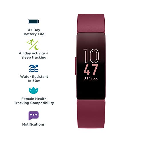Fitbit Inspire - Activity tracker with band - elastomer - sangria - band size: S/L - monochrome - Bluetooth - 20 g