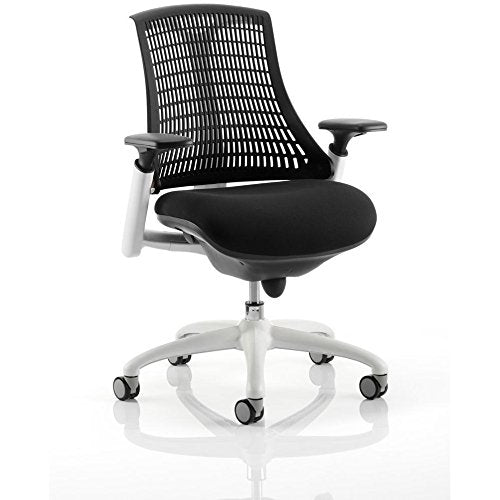 Flex Task Operator Chair White Frame Fabric Seat Black Back With Arms OP000057